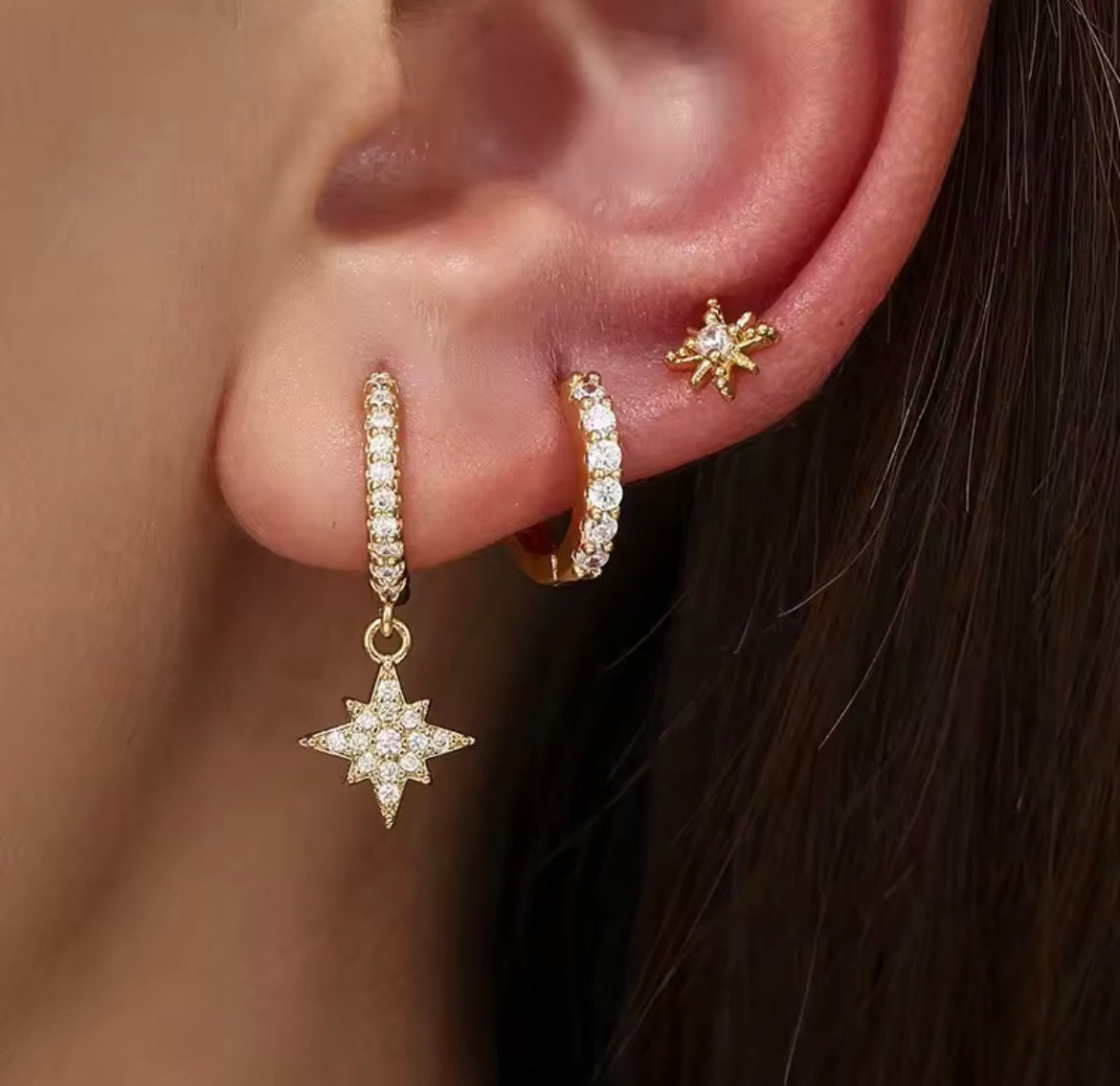 Ensemble de boucles d'oreilles créoles Stella